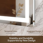 55 x 30 LED Vanity Mirror for Bathroom, Frontlit & Backlit LED Mirror for Bathroom with 3 Colour Lights, Wall Vanity Mirror with Anti-Fog, Shatterproof & Memory Function, Perfect for Modern Bathrooms
