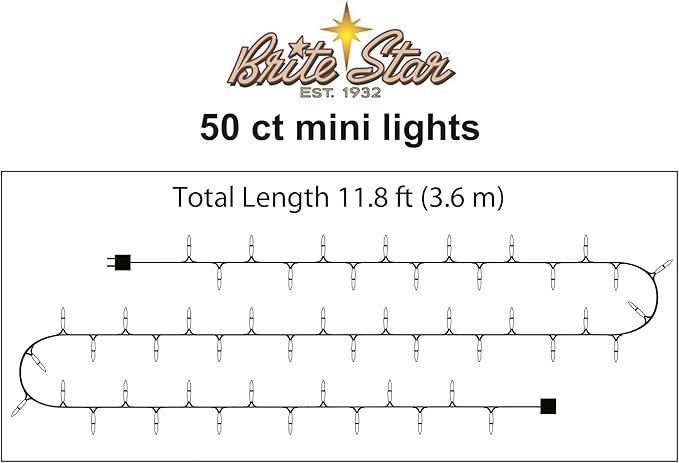 Brite Star 50 Lt String to String Lights, Clear, Green Wire
