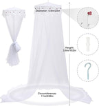 Jeteventy Bed Canopy for Girls, Princess Bed Curtain Net for Single to King Size,Bedroom Decoration of Round Lace Dome with Stainless Steel Hook,Quick Easy Installation (White)