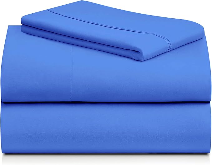 LuxClub 3 PC Sheet Set Bed Sheets Deep Pockets 16" Eco Friendly Wrinkle Free Cooling Machine Washable Hotel Bedding Silky Soft - Marine Blue Twin XL