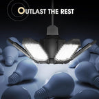 Adiding LED Garage Light, Bright 10000 Lumen LED Workshop Basement Lighting Fixture with Adjustable Spotlight and 6 Deformable Panels fit for E26 E27 Bulb Socket for Warehouse Attic Cellar Workspace