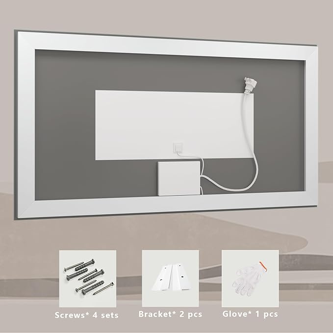 LED Mirror for Bathroom 55x30, Dimmable Lighted Vanity Mirror with Lights for Wall, Anti-Fog, Tempered Glass, ETL Listed (Backlit + Front Lights)