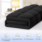 ELEMUSE Queen Black Cooling Bamboo Viscose Mattress Topper for Back Pain, Extra Thick Mattress Pad Cover, Plush Soft Pillowtop with Elastic Deep Pocket, Overfilled Down Alternative Filling