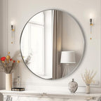 ANDY STAR 30" Round Brushed Nickel Bathroom Mirror, Silver Wall Mirror for Bathroom，Metal Round Circle Mirror for Wall, Bathroom (Premium Stainless Steel Frame)