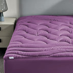 SLEEP ZONE Cooling Mattress Topper Cal King, Premium Zoned Quilted Mattress Pad, Pillow Top Mattress Protector Cover, Machine Wash Durable, Deep Pocket 8-21 inch, Purple, Cal King