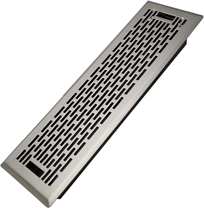 4x14 Inches Heavy Duty Walkable Floor Register - Easy Adjust Air Supply Lever Decorative Floor Vent Covers, Boston Design Vent Covers for Home - Satin Nickel