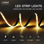 COB LED Strip Lights Neutral White 4000K,32.8ft 24V High CRI 95Ra+ Super Bright,Flexible Tape Lights for Bedroom,Mirror,Kitchen Cabinet, Living Room(Power Supply Not Included)