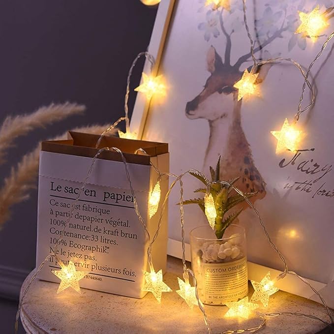 ANJAYLIA Star Lights 10 FT 20 LED Battery Operated String Lights for Bedroom Indoor & Outdoor, Party, Wedding and Ramadan Christmas Decorations 2 Pack Warm White