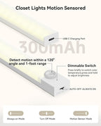 Under Cabinet Lighting 4 Inches Rechargeable Motion Sensor Light Indoor, 3 Color Dimmable Closet Light Battery Operated, USB Stick on LED Magnetic Under Counter Lights for Kitchen Stair,12 Packs