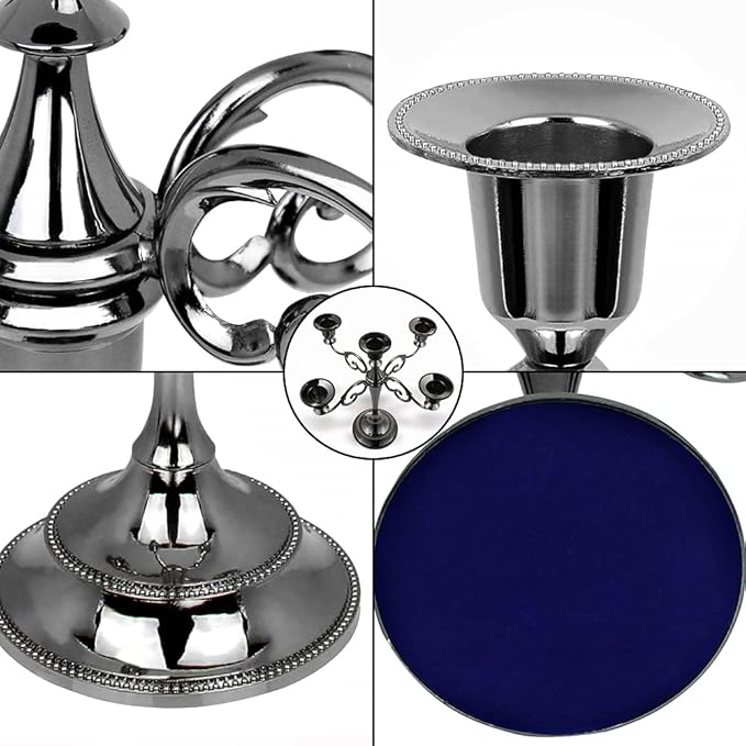 5-Candle Metal Candelabra 10.2 Inch Tall Candlestick Candle Holders for Home Decor Wedding Christmas Church Halloween Party, Black