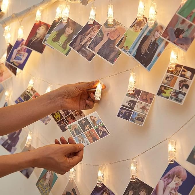 40 LED Photo Clip Fairy Lights LED Twinkle Lights Starry Lights for Home Bedroom Halloween Thanksgiving Christmas Party Wedding Decor (14ft, Warm White)