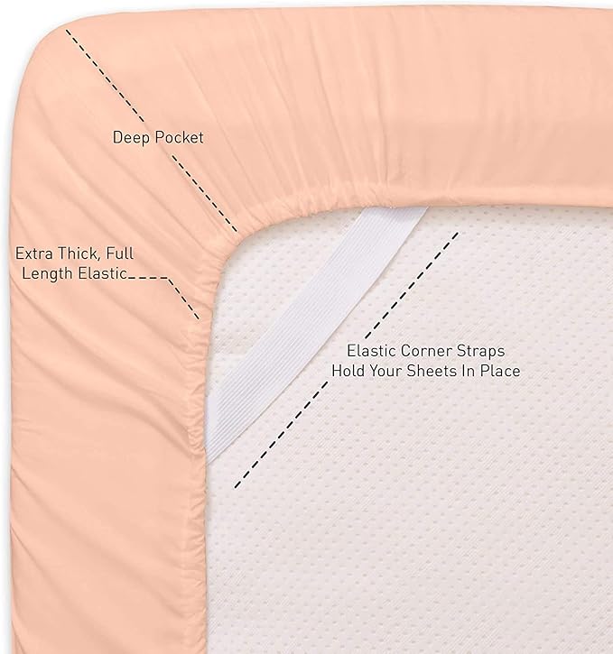 6 Piece Bed Sheet Set, Full, Peach