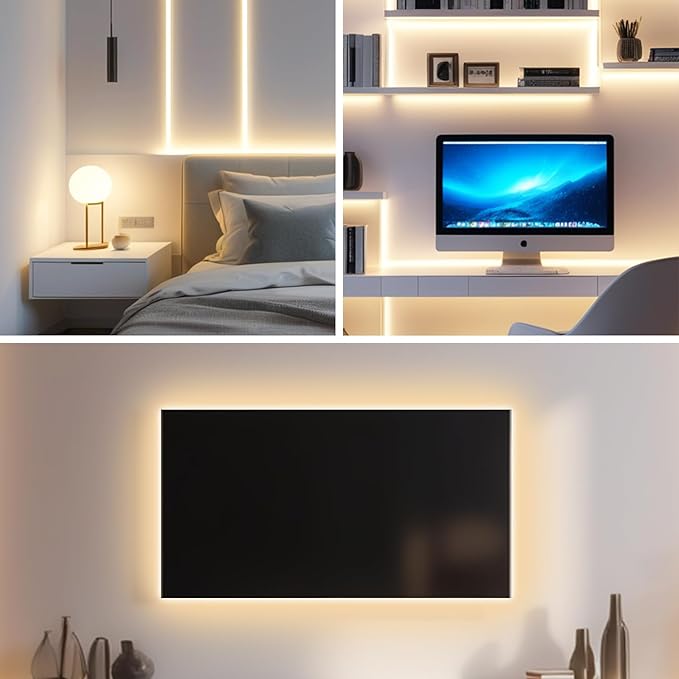 iNextStation COB LED Strip Light, 5V USB 6.6ft 2M 640LEDs Warm White 3000K Dimmable LED Lighting CRI93+ USB Led Strip Lights Flexible LED Tape Lights for TV Backlight, Under Cabinet, Mirror