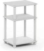 Furinno JUST Side Table, 3-Tier End Table, Open Shelves Night Stand, Bedside Table, Toolless Assembly, for Living Room, Bedroom, Bathroom, White(Espresso)