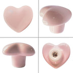 Ceramic Drawer Knobs Heart Shape Cabinet Dresser Pulls Handles with 3 Sized Screws, Kitchen Furniture Knobs for Closet Cupboard Wardrobe (20 Pack, Pink)