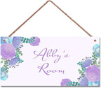 Personalized Sign Flowers Themed Bedroom Decor Lovely Sign Wall Decor for Kids Room Nursery Wall Decorations Stuff For Girls Room Little Man Cave Boys Bedroom