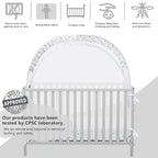 Baby Pop Up Crib Tent, Crib Net to Keep Baby from Climbing Out, Crib Canopy Cover Against Falling and Bites, Strong Frame & Soft Breathable Mesh, White+stars