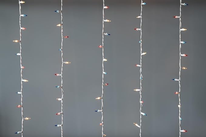 Brite Star 100 Count Mini String Christmas Lights, Red/Clear/Blue - 22 feet Lights with String-to-String Functionality