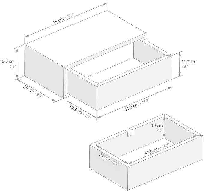 Mobili Fiver, Riccardo Floating nightstand, Concrete Effect, Grey, Made in Italy