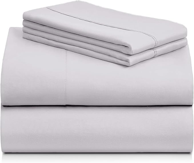 LuxClub 4 PC Sheet Set Bed Sheets Deep Pockets 16" Eco Friendly Wrinkle Free Cooling Machine Washable Hotel Bedding Silky Soft - Dove Gray Queen