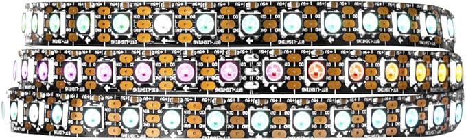 BTF-LIGHTING WS2812B IC RGB 5050SMD Pure Gold Individual Addressable LED Strip 3.28FT 100LED 100Pixel/m Flexible Full Color IP30 DC5V for DIY Chasing Color Project(No Adapter or Controller)