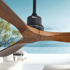 Sofucor Ceiling Fan no Lights, 52 Inch Low Profile Flush Mount Modern Wood Ceiling Fan with Remote for Indoor Farmhouse Bedroom Living Room Outdoor Patio Porch, Reversible DC Motor, Noiseless