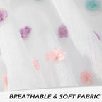 MYSKY HOME Small Curtains for Kitchen Windows Rainbow Pom Pom Curtains for Bedroom Light Filtering White Sheer Curtains for Nursery Cafe Bathroom Privacy Rod Pocket Voile 52 x 45 inch 2 Panels