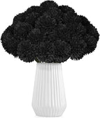 36 Pcs Black Artificial Chrysanthemums Flowers Ball Flower Silk Fake Mums Flowers for Halloween Ghothic Home Decor Indoor Floral Arrangement Table Centerpiece