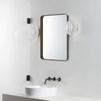 TEHOME 20x30 inch Oil Rubbed Bronze Mirror Dark Bronze Metal Framed Bathroom Mirror for Wall in Stainless Steel Rounded Rectangular Bathroom Vanity Mirrors Wall Mounted