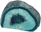 AMOYSTONE Large Agate Geode Bookends Heavy Duty Stone Book Ends Decorative Bookend Holder Home Office Decor with Rubber Bumpers Teal 1 Pair 4-6 LBS