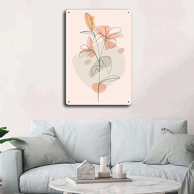 Metal Tin Signs Cute Floral Modern Art Suitable for Home Bar Cafe Farmhouse Decoration8x12inch Tin Sign