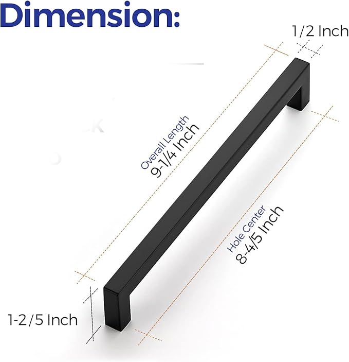 Ravinte 3 Pack 8-4/5 Inch Kitchen Square Cabinet Handles Matte Black Cabinet Pulls Black Drawer Pulls Kitchen Cabinet Hardware Kitchen Handles