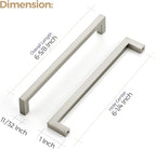 Ravinte 10 Pack Solid Kitchen Cabinet Handles Brushed Nickel Cabinet Pulls Slim Drawer Pulls with 6-1/4 Inch Hole Center Square Bar Kitchen Cabinet Hardware