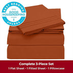 Mellanni Twin Sheets Set - 3 PC Iconic Collection Bedding - Hotel Luxury, Extra Soft, Cooling Bed Sheets - Wrinkle, Fade, Stain Resistant (Twin, Terracotta)