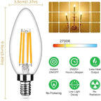 6-Pack Dimmable E12 LED Candelabra Bulbs 40Watt Equivalent, 2700K Warm White, 450Lumens, 4W B11 Vintage Chandelier Light Bulbs, LED Filament Clear Glass Candle Lamp for Ceiling Fan Home Decor