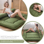MAXYOYO Japanese Floor Mattress Futon Mattress Thicken Tatami Mat Sleeping Pad Roll Up Mattress Floor Lounger Bed Folding Couch Bed Mattress Pad for Guest Room, Green, Queen