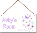 Personalized Colorful Butterfly Sign Plate Custom Name Door Sign For Girls Room Plaque Hanging Sign Flower Floral Background for Business Needs Wedding Gift Home Decor