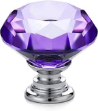 Ravinte 10 Pack Purple Crystal Knobs for Dresser Drawers Glass Cabinet Knobs Diamond Shaped Drawer Knobs - 30 mm Knobs with Silver Base