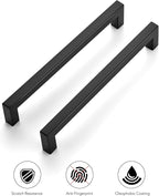 Ravinte 10 Pack 7-1/2 Inch Kitchen Square Cabinet Handles Matte Black Pulls Black Drawer Pulls Kitchen Cabinet Hardware for Cupboard Drawer Handles