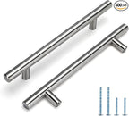 homdiy 500 Pack Drawer Handle Brushed Nickel Kitchen Hardware - HD201SN Cabinet Handles for Kitchen Furniture Hardware Derocative Straight Handle Pull, 8-4/5in Hole Centers