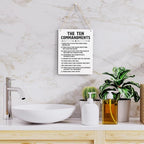 BELLOWDEER Inspirational Signs Gift 10 Commandments Wall Art Christian Bible Verse Wall Art Religious Home Wall Decor 8x10 Inches Scripture Wooden Hanging Sign for Living Room Bedroom Office