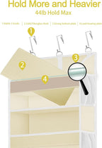 1 Pack Over The Door Storage Organizer with 5 Pockets 10 Mesh Pockets, 44 lbs Weight Capacity Door Hanging Organizers and Storage for Bedroom,Bathroom,Nursery,Kidroom,Babyroom