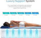 Active Era Luxury Queen, High Air Mattress with Built in Pump and Raised Pillow - Elevated Double, with Structured I-Beam Technology, Height 22" Tall Air Bed Queen Size