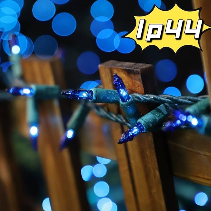 LAMPHOME Super-Bright Extendable Blue Christmas Lights Decoration 300Lights 63.8ft(2pk of 150L) UL Certified Mini Bulb String Lights Set for Outdoor Christmas Tree Garden Holiday Party Patio Decor