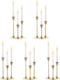 5 Sets(15 Pcs) Brass Gold Metal Taper Candle Holders Candlestick Holders, Vintage Modern Decorative Centerpiece Candlestick Holders for Table Mantel Wedding Housewarming Gift