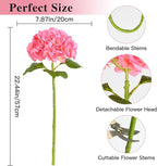 Nubry 22.44In Pink Hydrangea Artificial Flowers,4Pcs Latex Faux Real Touch Large Hydrangea Flowers with Long Stems & Leaves for Home Office Decor Wedding Party Arrangements(Pink)