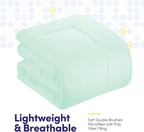 Sweet Home Collection 7 Piece Comforter Set Bag Solid Color All Season Soft Down Alternative Blanket & Luxurious Microfiber Bed Sheets, Mint, Queen