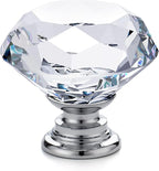 Ravinte 25 Pack Crystal Drawer Knobs - Glass Cabinet Knobs, Diamond Shaped, 30 mm, Silver Base