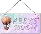 Personalized Signs Fire Balloon Sign, Custom Name Signs for Girls Room Dream Wall Decor, Lovely Quirky And Unique Unicorn Wall Décor for Kids Bedroom, Birthday Party, Bathroom, Playroom