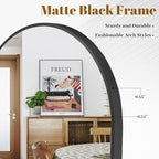 VooBang Arched Wall Mirror, 24 x 36 inch Arch Bathroom Mirror, Wall Mounted Vanity Mirror with Arch Metal Frame, Modern Bathroom Vanity Mirror for Bedroom, Living Room, Hanging or Leaning, Black
